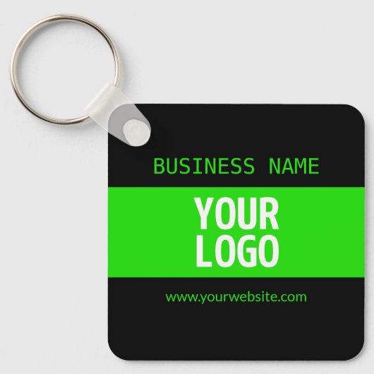 Uw Logo of Afbeelding | Zwart en helder groen Sleutelhanger (Voorkant)