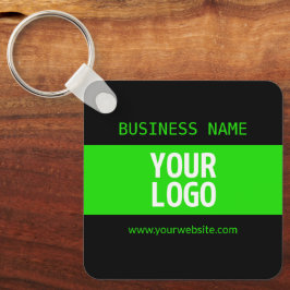 Uw Logo of Afbeelding | Zwart en helder groen Sleutelhanger