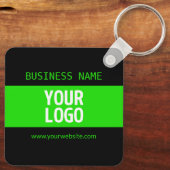 Uw Logo of Afbeelding | Zwart en helder groen Sleutelhanger (Achterkant)