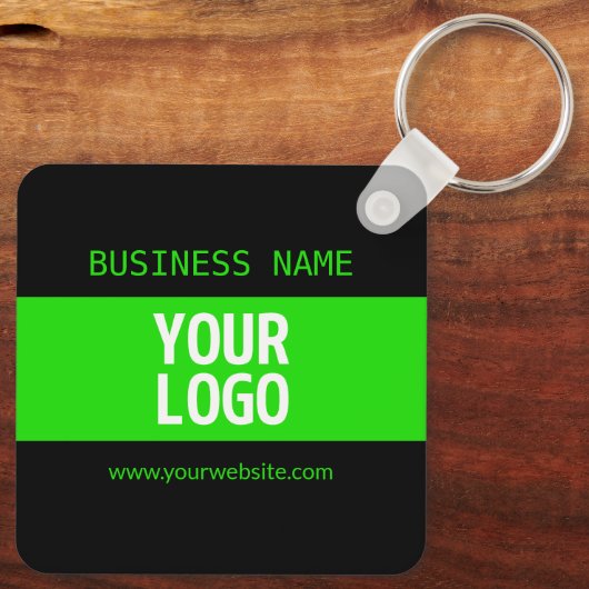 Uw Logo of Afbeelding | Zwart en helder groen Sleutelhanger (Achterkant)