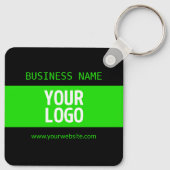 Uw Logo of Afbeelding | Zwart en helder groen Sleutelhanger (Achterkant)