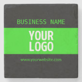 Uw Logo of Afbeelding | Zwart en helder groen Stenen Onderzetter (Voorkant)