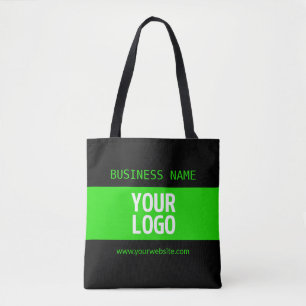 Uw Logo of Afbeelding Zwart en helder groen Tote Bag
