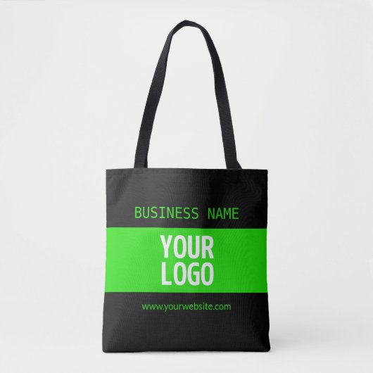 Uw Logo of Afbeelding | Zwart en helder groen Tote Bag (Voorkant)