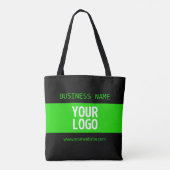 Uw Logo of Afbeelding | Zwart en helder groen Tote Bag (Achterkant)