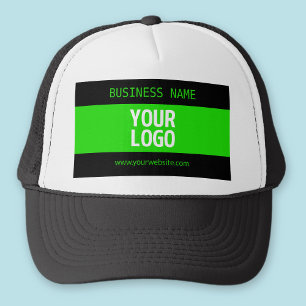 Uw Logo of Afbeelding   Zwart en helder groen Trucker Pet