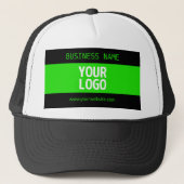 Uw Logo of Afbeelding | Zwart en helder groen Trucker Pet (Voorkant)