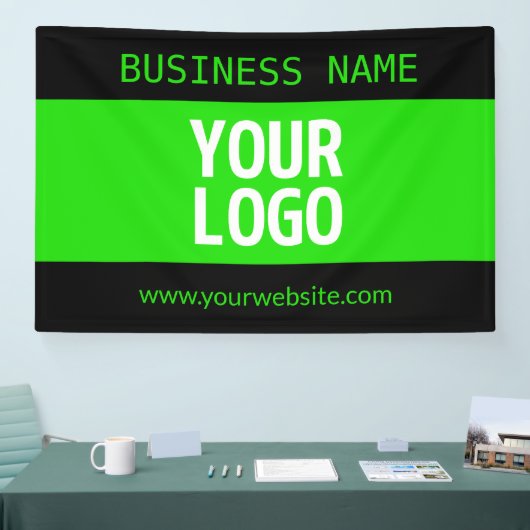 Uw logo of afbeelding | Zwart & Helder groen Spandoek (Beurs)