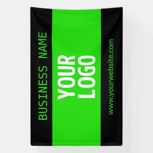 Uw logo of afbeelding | Zwart & Helder groen Spandoek (Verticaal)