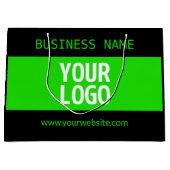 Uw logo of afbeelding | Zwart & Heldergroen Groot Cadeauzakje (Voorkant)