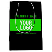 Uw logo of afbeelding | Zwart & Heldergroen Medium Cadeauzakje (Voorkant)