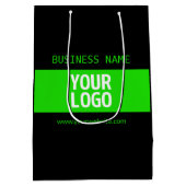 Uw logo of afbeelding | Zwart & Heldergroen Medium Cadeauzakje (Achterkant)