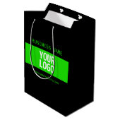 Uw logo of afbeelding | Zwart & Heldergroen Medium Cadeauzakje (Achterkant Gekanteld)