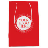 Uw Logo of een ander Afbeelding | Kerst Rood & Wit Medium Cadeauzakje (Voorkant)