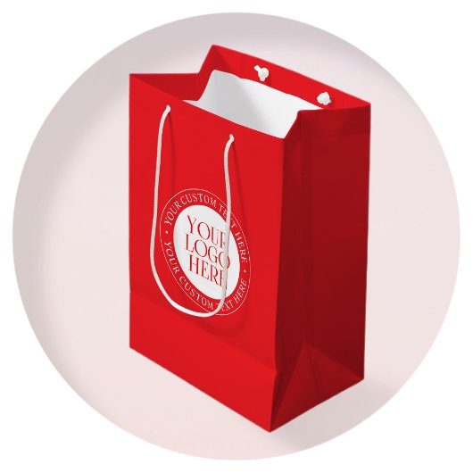Uw Logo of een ander Afbeelding | Kerst Rood & Wit Medium Cadeauzakje