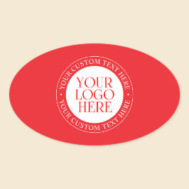 Uw Logo of een ander Afbeelding | Kerst Rood & Wit Ovale Sticker