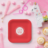 Uw Logo of een ander Afbeelding | Kerst Rood & Wit Papieren Bordje (Feest)