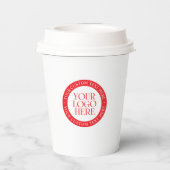 Uw Logo of een ander Afbeelding | Kerst Wit & Rood Papieren Bekers (Achterkant)