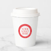 Uw Logo of een ander Afbeelding | Kerst Wit & Rood Papieren Bekers (Voorkant)