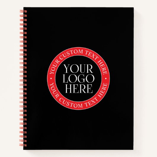 Uw Logo of een ander Afbeelding | Zwart Rood & Wit Notitieboek (Voorkant)