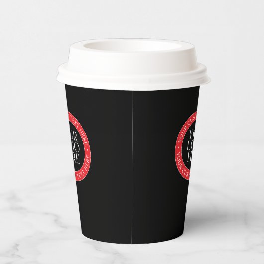 Uw Logo of een ander Afbeelding | Zwart Rood & Wit Papieren Bekers (Rechts)