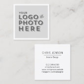 Uw Logo of foto Eenvoudige Clean White Professiona Vierkante Visitekaartje (Voorkant / Achterkant)