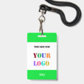 Uw logo of foto en QR-code naam zakelijk badge (Voorzijde met lanyard)