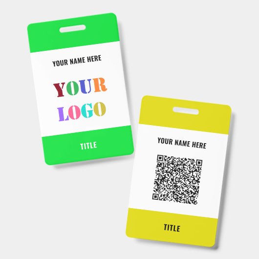 Uw logo of foto en QR-code naam zakelijk badge (Voor- en achterkant)