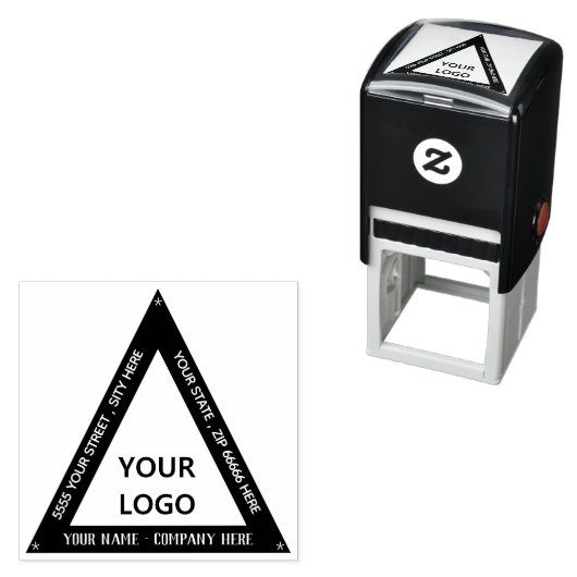 Uw Logo of Foto Kleur Driehoekig Adres Stempel (In situ)
