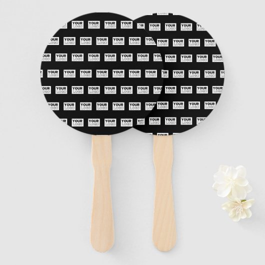 Uw Logo of ontwerp | Bewerkbare kleurenachtergrond Handwaaier (Voorkant en achterkant)