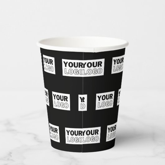 Uw Logo of ontwerp | Bewerkbare kleurenachtergrond Papieren Bekers (Rechts)