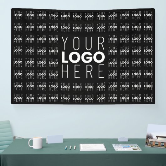 Uw logo of tegelpatroon met groot logo in het midd spandoek (Beurs)