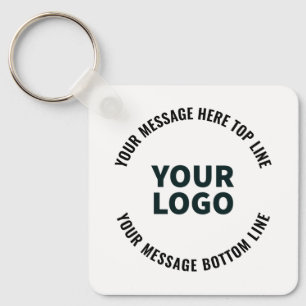 Uw logo-ontwerp of afbeelding Vet bewerkbare tek Sleutelhanger