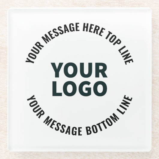 Uw Logo-ontwerp of -Afbeelding | Vetgedrukte bewer Glazen Onderzetter (Voorkant)