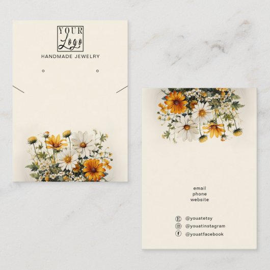 Uw Logo Oorbel en Ketting Display Holder Visitekaartje (Voorkant / Achterkant)