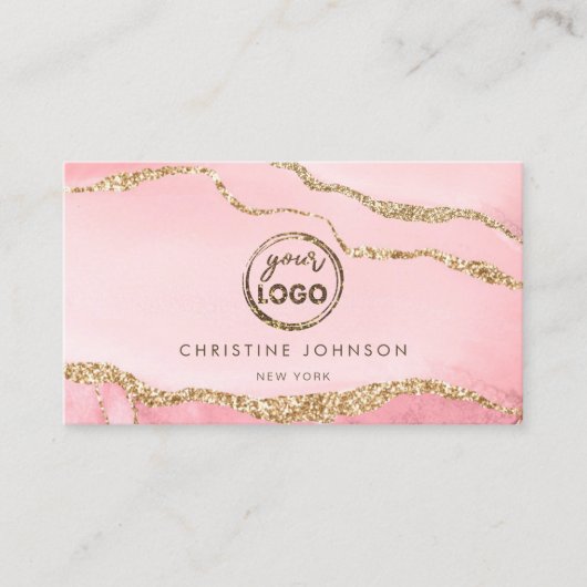 Uw logo op Agaat achtergrond visitekaartje (Voorkant)