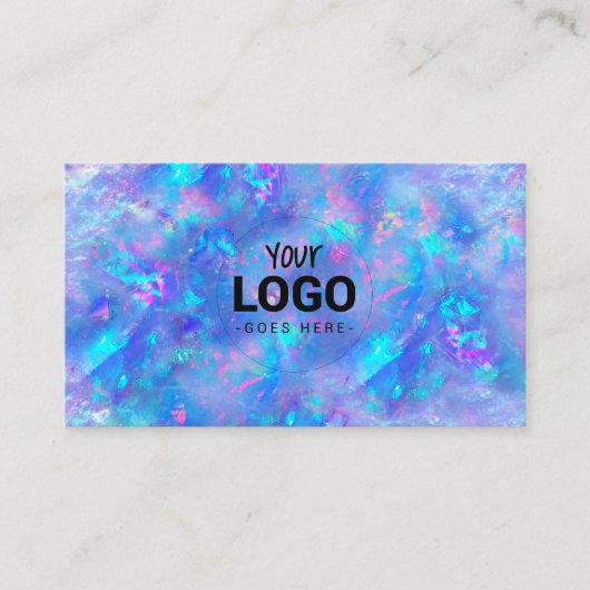 uw logo op blauw opal textuur visitekaartje (Voorkant)
