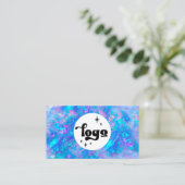 uw logo op blauw opal textuur visitekaartje (Staand voorkant)