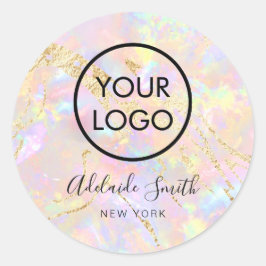 uw logo op een roze, klassieke ronde sticker