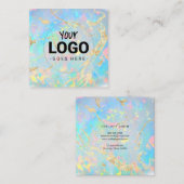 uw logo op FAUX-holografische optische steentextuu Vierkante Visitekaartje (Voorkant / Achterkant)