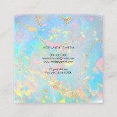 uw logo op FAUX-holografische optische steentextuu Vierkante Visitekaartje (Achterkant)