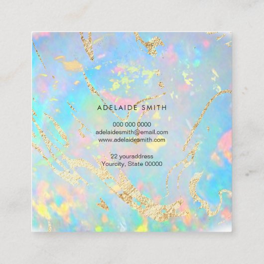 uw logo op FAUX-holografische optische steentextuu Vierkante Visitekaartje (Achterkant)