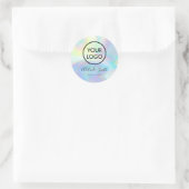 Uw logo op Faux Holograph Pastel Ronde Sticker (Tas)
