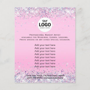 uw logo op faux paarse glitter background flyer