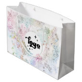 uw logo op nep dikke glinsterend ontwerp groot cadeauzakje (Achterkant Gekanteld)