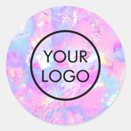 Uw logo op paarse opaal ronde sticker