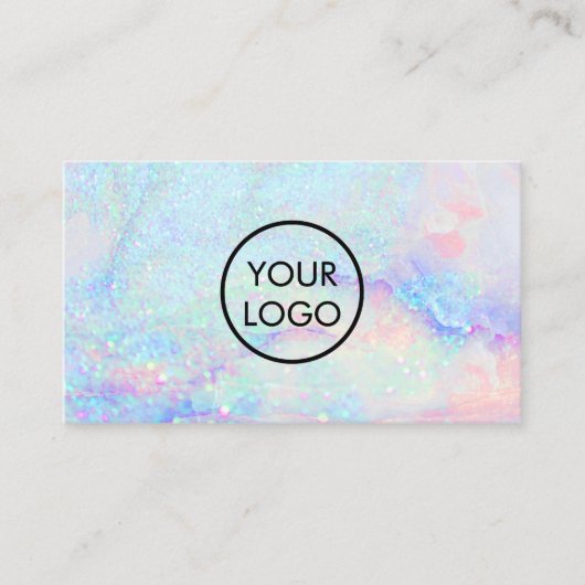 Uw logo op pastel edelsteen glitter visitekaartje (Voorkant)