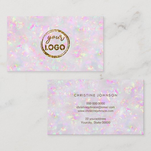Uw logo op pastel opal mineraal visitekaartje (Voorkant / Achterkant)