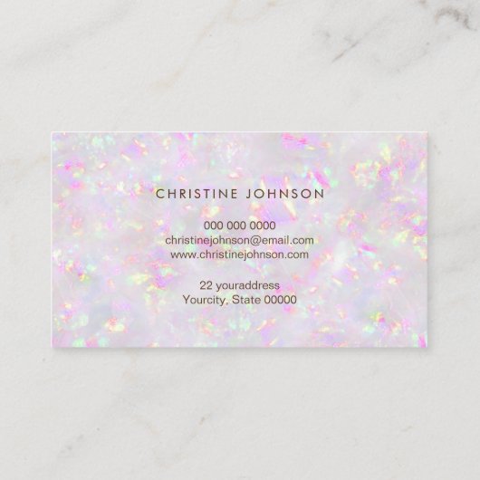 Uw logo op pastel opal mineraal visitekaartje (Achterkant)