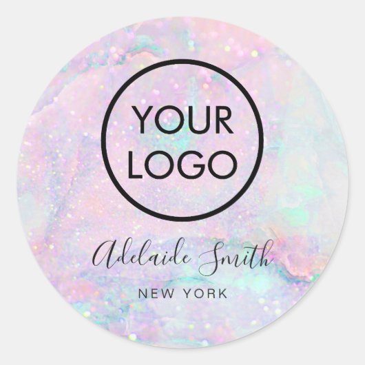 Uw logo op pastelmarmer ronde sticker (Voorkant)
